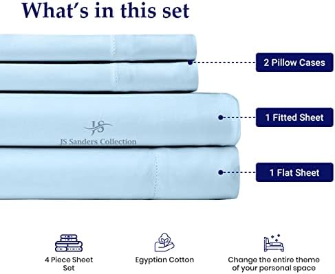 JS Sanders Collection Split Head Sheet Set King Size,Light Blue