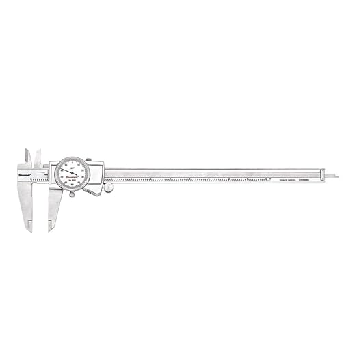 Starrett Dial Caliper with Adjustable Bezel and Fitted Case - White Face, 0-12" Range, -0.001" Accuracy, .001" Graduation - 3202-12