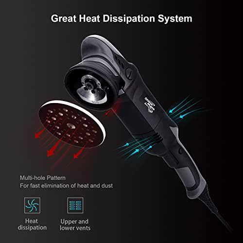 ShineMate Dual Action Polisher for Car Detailing 6 Inch, Corded Wax Random Orbital Polisher with 4 Polish Pads, Variable Speed Buffer Polisher (6 Inch)
