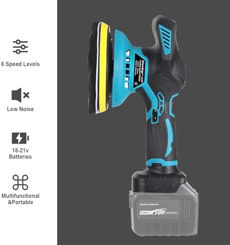 6" Cordless Car Polisher for Makita 18V Battery,6-Speed Orbital Buffer