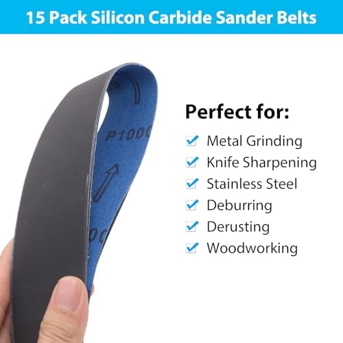 1-1/2 x 30 Inch Silicon Carbide Sanding Belts,Extra Fine Grit,15 Pack