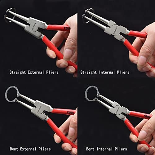 TOOLEAGUE 7" Snap Ring Pliers Set with Storage Bag, Circlip Pliers, 4 Pcs
