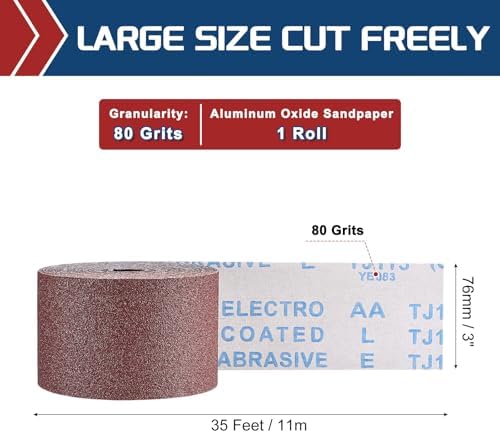 Sandpaper Roll 3Inch 35FT 80Grit Aluminum Oxide Emery Cloth Roll