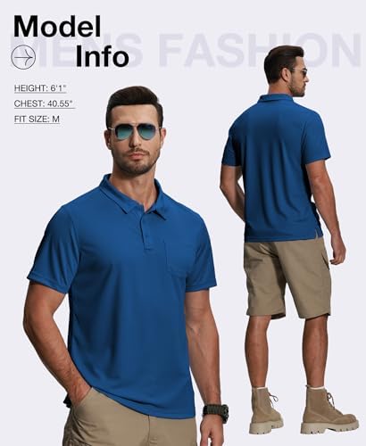 ZITY 5 Pack Polo Shirts for Men with Pocket Dry Quickly Short Sleeve Athletic Outdoor Work Collared Shirts