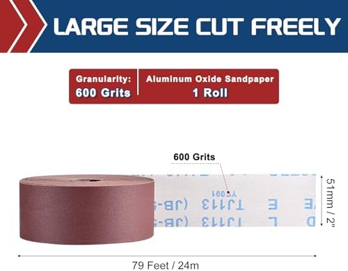 Sandpaper Roll 2Inch 79FT 600Grit Aluminum Oxide Emery Cloth Roll