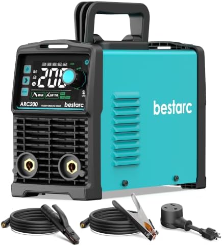 Bestarc Stick Welder, 200Amps Large LED Display ARC/Lift TIG Welding Machine, 110V/220V Dual Voltage, IGBT Inverter Synergic Control Portable MMA Welder Machine with Hot Start, Arc Force and VRD