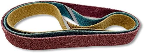 Red Label Abrasives 2 X 42 Inch Non Woven Surface Conditioning Sanding Belts for Knife Makers and Metal Fabricators - Coarse, Medium, and Fine Grits Sand Paper - 3 Pack Assortment