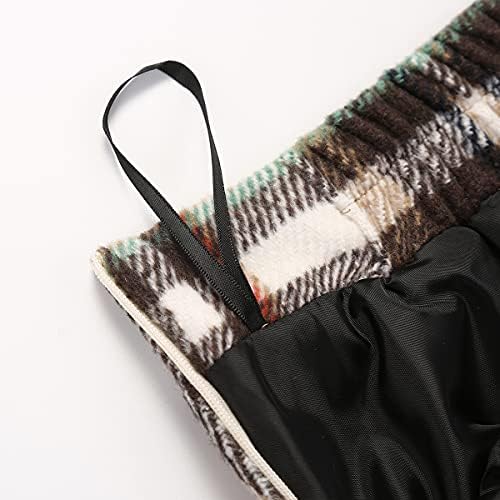 IDEALSANXUN Womens Plaid Wool Skirts Elastic Waist A-Line Pleated Tartan Long Skirts