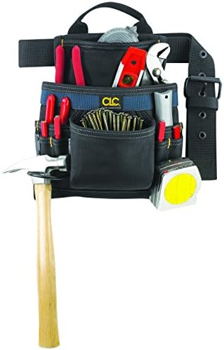 CLC Custom Leathercraft 2823 Ballistic Nail and Tool Bag, 10-Pocket , Black , Medium
