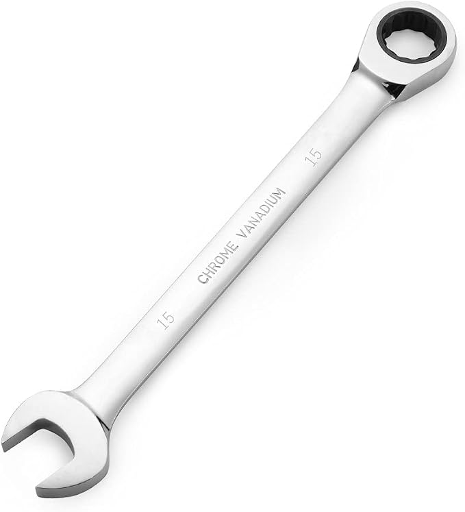 FLZOSPER 15mm Metric Ratchet Wrench,Box End Head 72-Tooth Ratcheting Combination Wrench Spanner