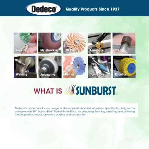 Dedeco Sunburst Radial Bristle Discs 48-Pack - 7/8" Curved - Light Green 14000 Grit (Ultra-Fine, 1 Micron) - Aluminum Oxide for Polishing & Finishing