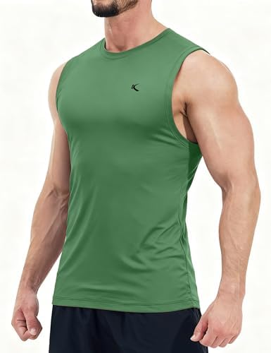 KPSUN Men's Quick Dry Workout Tank Top Summer Beach Shirt | UPF 50+ Sleeveless Gym Muscle Shirt with Hidden Pocket for Keys. Ideal for Gym Training, Outdoor Running, And Beach Workouts
