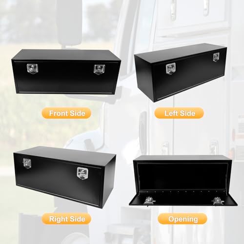 48 Inch Underbody Truck Box Steel Storage Tool Box,48 x 18 x 18 Tool Chest Organizer w/Lock and Keys For Pickup,Truck Bed, RV, Trailer,Heavy Duty Waterproof Black box