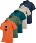 ZITY 5 Pack Polo Shirts for Men with Pocket Dry Quickly Short Sleeve Athletic Outdoor Work Collared Shirts