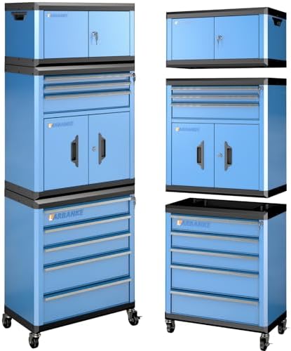 LARBANKE 8 Drawer Rolling Tool Chest with Locks&360° Wheels,Tool Cabinet with Multifunctional Countertop,Tool Chest with Connection Rods,Can Be Used as 3 Individual Units or Combine a Large One