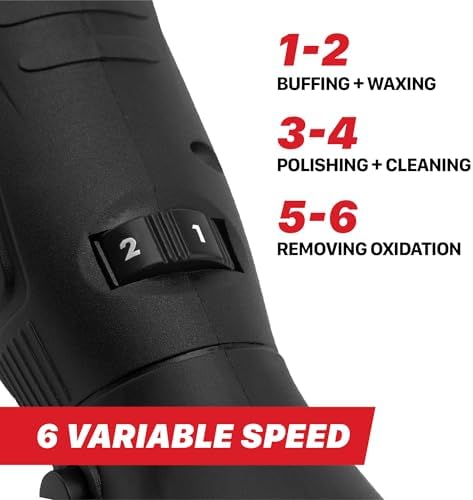 Maxshine M0312 V2 Cordless Mini Polisher Black – Lightweight DA & Rotary Buffer for Cars, Trucks & Boats – 6-Speed Portable Detailing Tool for Scratch Repair, Headlight Restoration, Swirl Removal
