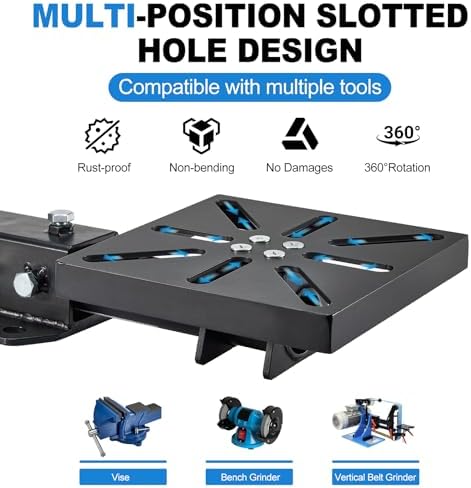 Rotating Bench Mount for Vises,Heavy-Duty Steel Vise Mount for Bench Vise and Grinder, Universal 7.9" x 7.9" Mounting Plate