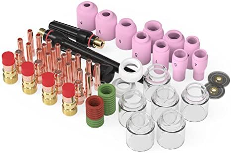 YESWELDER 71Pcs TIG Welding Torch Stubby Gas Lens #12 Glass Cup Kit