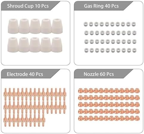 plasma cutter accessories 150PCS PT-31 Air Plasma Cutting Nozzle Electrode Consumables for CUT-40 CUT-50D CT-312