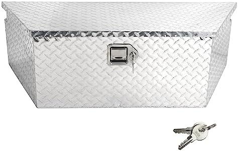 BLACKHORSE-RACING 39" Aluminum Diamond Plate Trailer Tongue Box, Silver | Heavy Duty Aluminum Tongue Tool Box Secure Storage Tool Box Organizer for Trailers, ATVs, RVs, and Truck Beds-39"x12"x16.5"