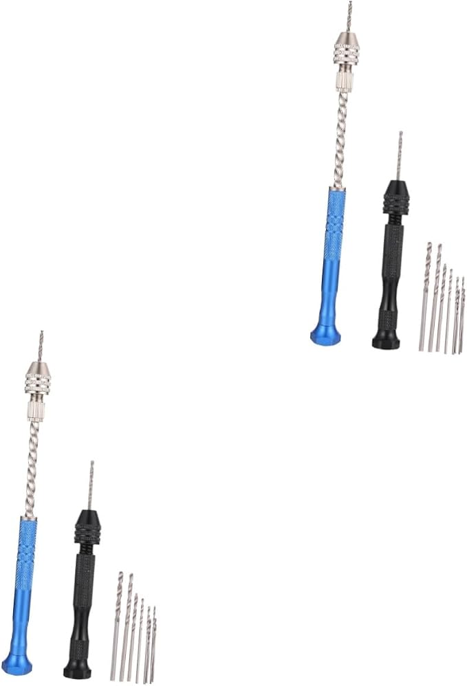 Angoily 2sets Hand Drills Tool Kit Manual Drill Hand Twisted Bits for Jewelry Making Resin Projects and Crafts Steel Construction