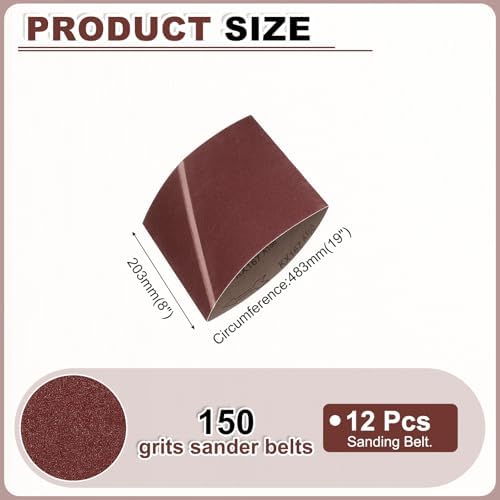 HARFINGTON 8 x 19 Inch Sanding Belts, 12 Pcs 150 Grits Aluminum Oxide