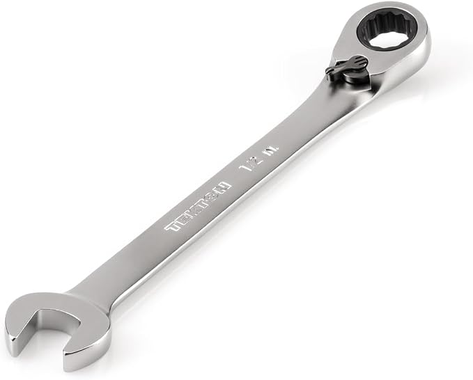 TEKTON 1/2 Inch Reversible Ratcheting Combination Wrench | WRC23313 | 12-Point, Satin Chrome Finish