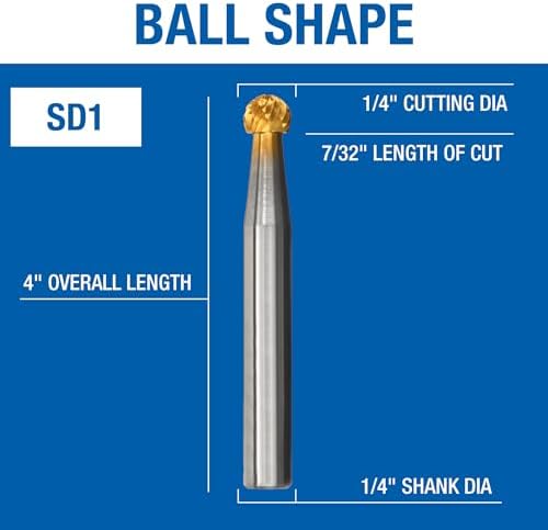Champion Cutting Tool SD1 Double Cut TiN Coated Carbide Bur