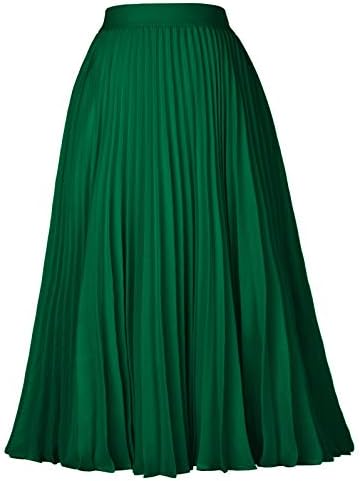 GRACE KARIN Pleated Midi Skirt for Women Chiffon A-Line Outfits