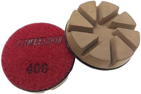 Hybrid Diamond Ceramic Polishing Pucks, Aggressive Concrete Terrazzo Floor Hook n Loop Grinding Pads, 3 Inch Long Using Life Transitional Discs,400# 3PCS