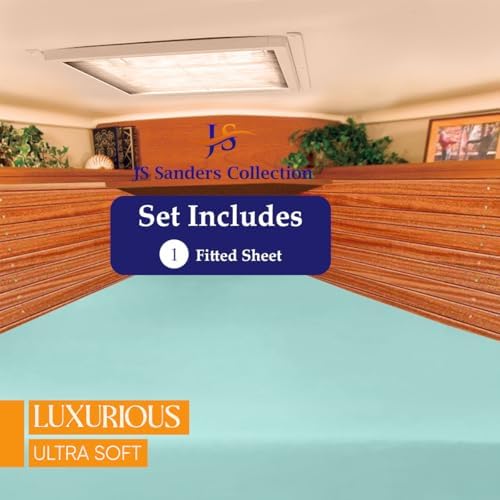JS Sanders XL V Berth Boat Sheet 1 Pcs 600 TC Egyptian Cotton, Aqua Blue