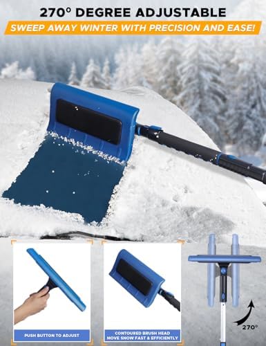 EcoNour 49" Snow Broom with Ice Scraper for Car Windshield & Windows