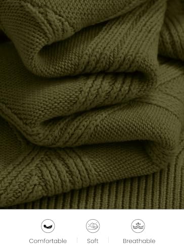 Okiwam Women's Long Sleeve Sweaters Crewneck Cable Knit Pullover
