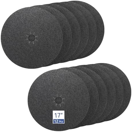HUAALIUCHE Floor Sanding Disc Cloth-Backed Silicon Carbide，17" x 2" Holes for Concrete, Stone, 36 Grit, 12-Pack