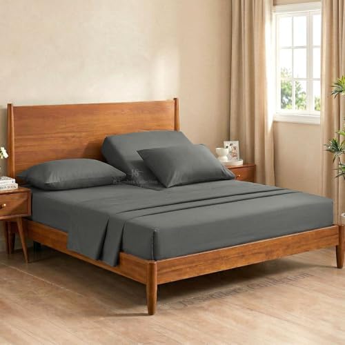 JS Sanders Collection Split Head Sheet Set 4PC King Size, Dark Grey