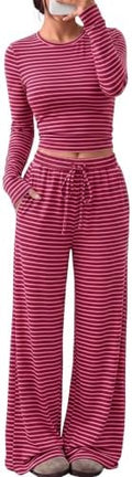 Trendy Queen Women's 2 Piece 2026 Fall Fashion Lounge Set with Pockets