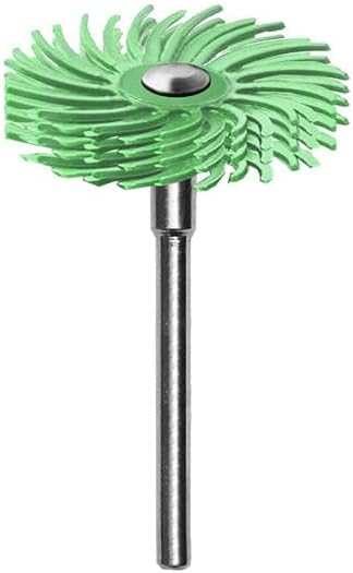 Dedeco Sunburst Radial Bristle Discs 5-Pack - 1" Curved 4-Ply Mounted Discs - Light Green 14000 Grit (Ultra-Fine, 1 Micron) - Aluminum Oxide for Polishing & Finishing