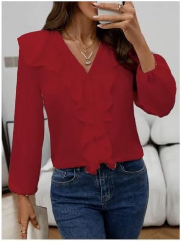 GORGLITTER Women's Ruffled Top Blouses Dressy Business Casual Outfits