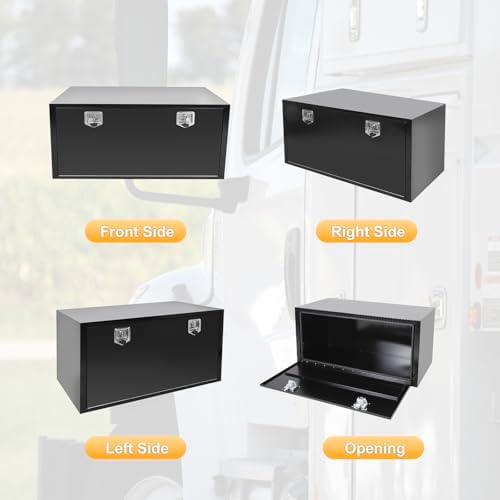 Underbody Truck Box Steel Storage Tool Box,48" L x 23" W x 23" H Tool Chest Organizer w/Lock and Keys For Pickup,Truck Bed, RV, Trailer,Heavy Duty Waterproof Blac box