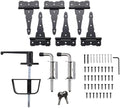 Shed Door Kit, 5-1/2" L-Handle Door Lock with Latches and 6" Hinges | Shed Door Hardware Kit, Barn Door Lock Set