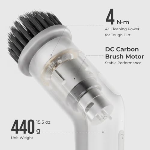 Cordless Electric Spin Scrubber, IPX8 Waterproof, 7 Brush Heads