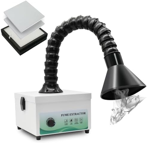 Solder Fume Extractor 40w- 105m³/h Powerful Smoke Absorber with High-Efficiency 2-in-1 Filter & Adjustable Fume Hose | Compact Desktop for Welding DIY, 3D Printing, Nail Salon-S131