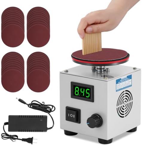 MXBAOHENG Mini Disc Sander Electric Bench Sanding Machine w/ 40 Sandpapers