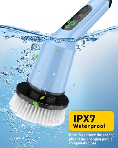 Electric Spin Scrubber for Bathroom, Shower Scrubber with Long Handle