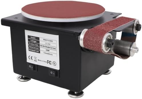 2 in 1 Mini Belt and Disc Sander for Wood, Metal, Stone - Adjustable Speed Electric Bench Grinder with Sanding Kit