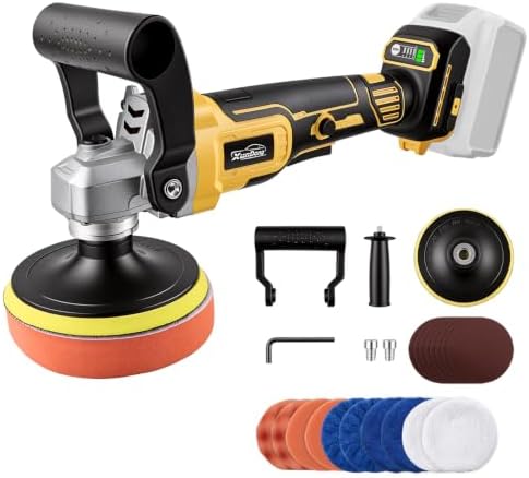 Upgraded Cordless Buffer Polisher Compatible with DEWALT 20V Battery, 8000 RPM Max Brushless Motor, Car Polisher 5" Backing Plate, Detachable Handle, Ideal for Car Detailing, Sanding & Waxing