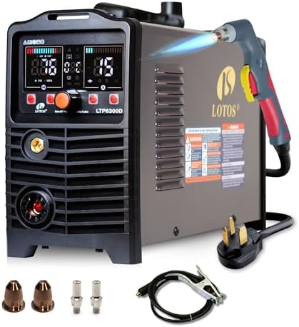 LOTOS LTP6300D 63AMP Non-Touch Pilot Arc Plasma Cutter, Drag Cut Enabled, 3/4" 19mm Clean Cut, 1" 25mm Severance Cut, Non-HF Arc Start Metal Cut Machine, Plasma Cutting Equipment, 110V/220V