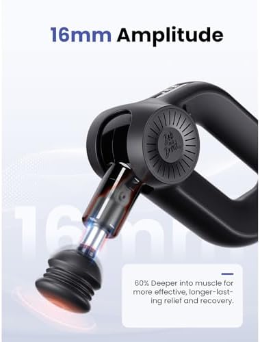 BOB AND BRAD D6 Pro Plus Massage Gun with Heat, Deep Tissue Percussion with 16mm Amplitude, Professional Muscle Massager Gun for Athletes, Quiet Electric Handheld Massager