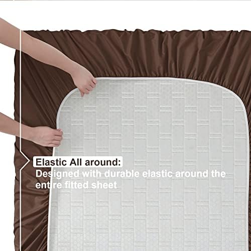 Nestl Full Sheets Set - 4 Piece Full Bed Sheets, Hotel Luxury, Extra Soft, Double Brushed Bedding for Full Size, 2 Tone Brown/Beige Set, Brown Fitted Sheet, Beige Flat Sheet, Beige Pillow Case