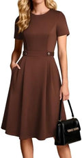 GRACE KARIN Women's 2026 Short Sleeve Church Work Midi Dresses with Pockets